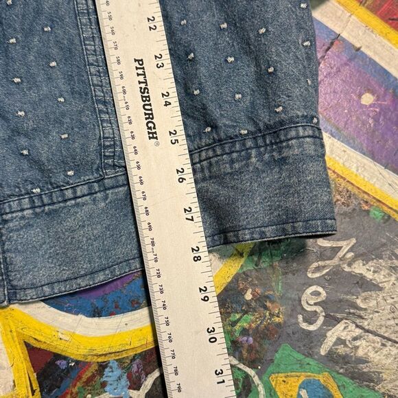 Vintage 80s Marsha Sport Embellished Denim Jacket w Shoulder Pads - Size Small - Picture 8 of 12